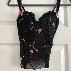 Sugar Thrillz Black Floral Lace Tank